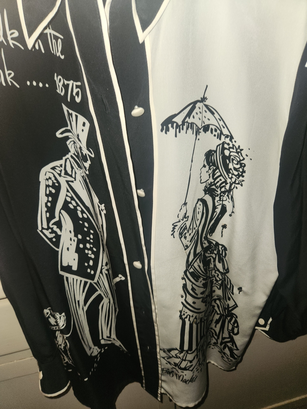 Bob Mackie Black & White Graphic Button-Up Shirt - Picture 3 of 6